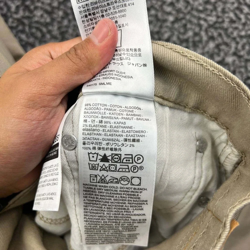 Levi Strauss 502 Chino Pants Men 38x34 Khaki Tan Straight Cotton Blend